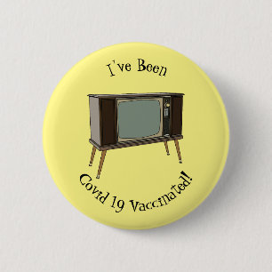 Television cartoon illustration 6 cm round badge