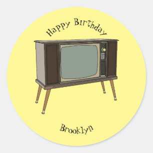 Television cartoon illustration classic round sticker