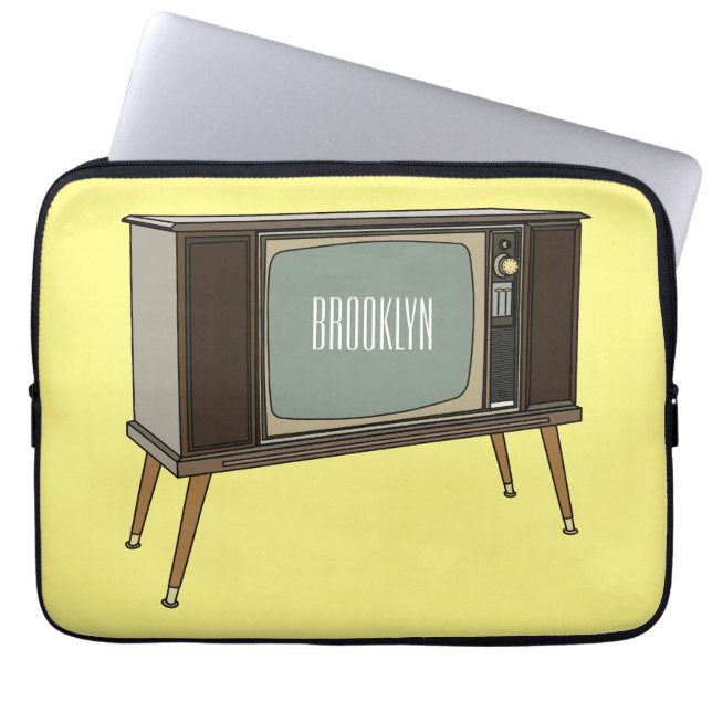Television cartoon illustration laptop sleeve (Front)