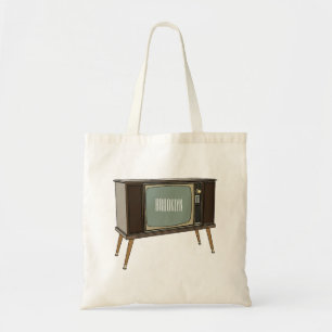 Television cartoon illustration tote bag