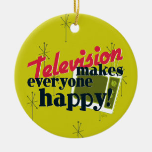 Television Makes Everyone Happy! Ceramic Tree Decoration