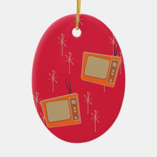 Television Makes Everyone Happy! Falling TVs Ceramic Ornament (Front)