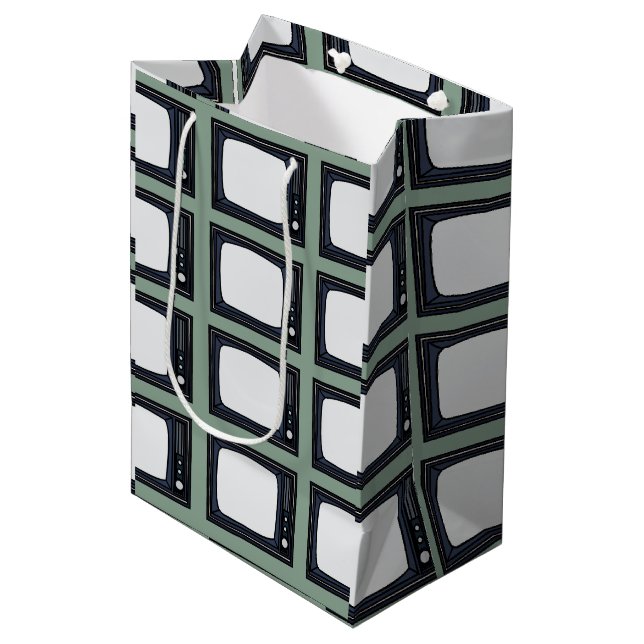 Television Old Classic Retro TV Pattern Medium Gift Bag (Front Angled)