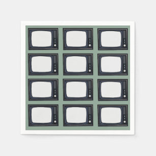 Television Old Classic Retro TV Pattern Party Napkin