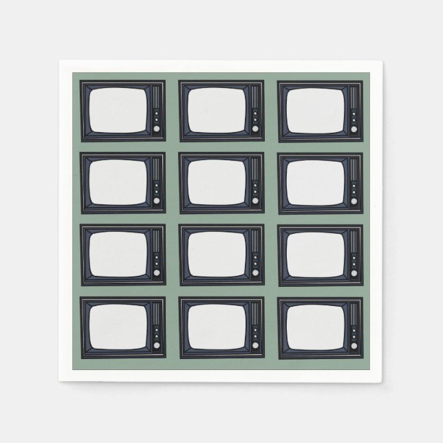 Television Old Classic Retro TV Pattern Party Napkin (Front)