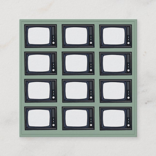 Television Old Classic Retro TV Pattern Square Business Card (Front)