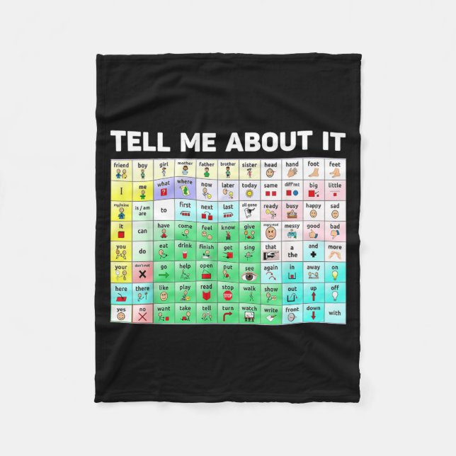 Tell About Speech Language Pathology AAC Sped Fleece Blanket (Front)