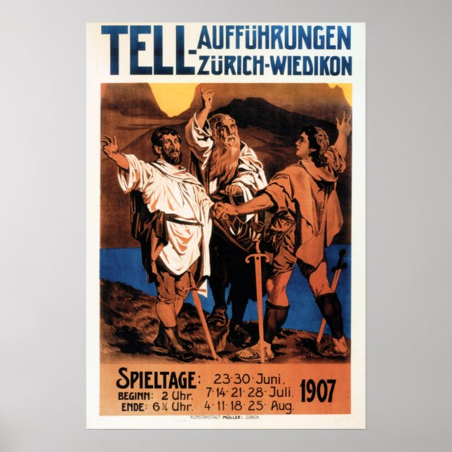 TELL AUFFUHRUNGEN Zurich Vintage Theatre Opera Poster (Front)