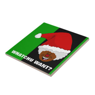 Tell Black Santa What You Want for Christmas Tile