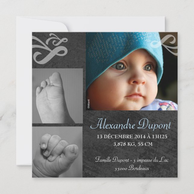 Tell of birth Boy Announcement (Front)