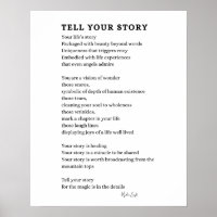 Tell Your Story Courage poem poster wall art