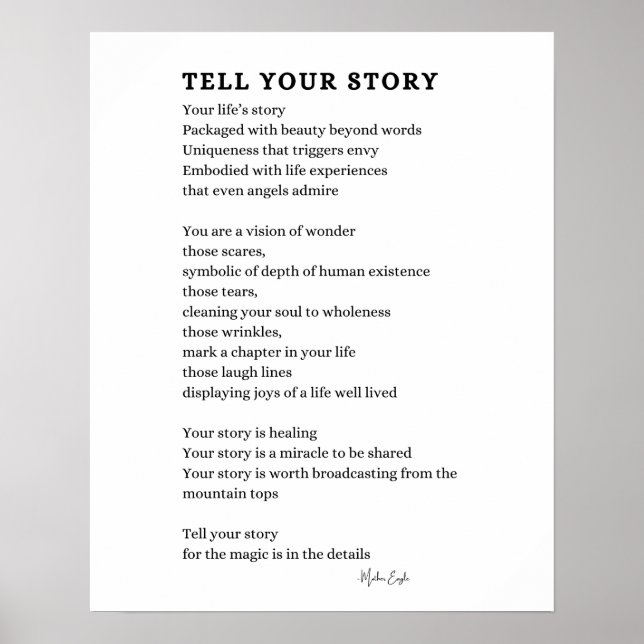 Tell Your Story Courage poem poster wall art  (Front)