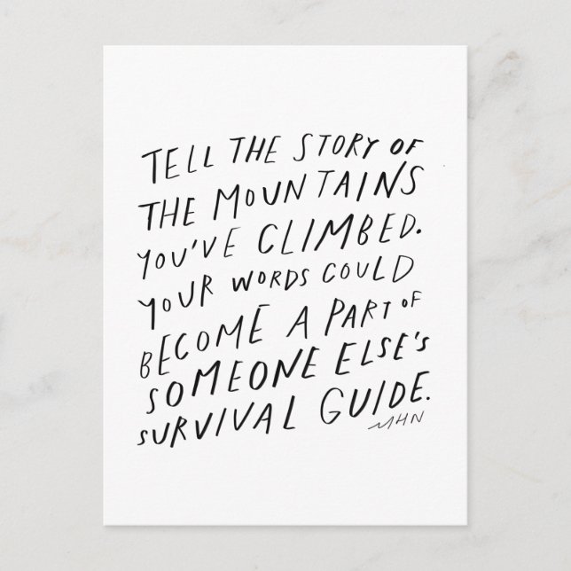 Tell your story - inspirational quote writer gift postcard (Front)