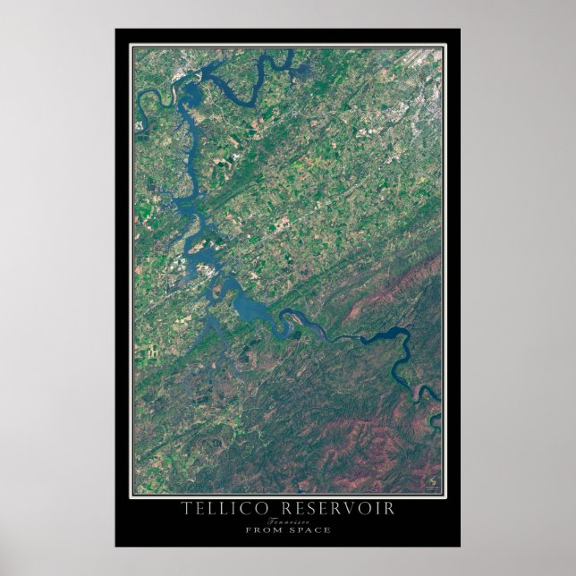 Tellico Lake Tennessee Satellite Poster Map (Front)