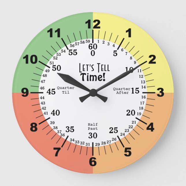 Telling Time Teacher and Classroom Tool Large Clock (Front)
