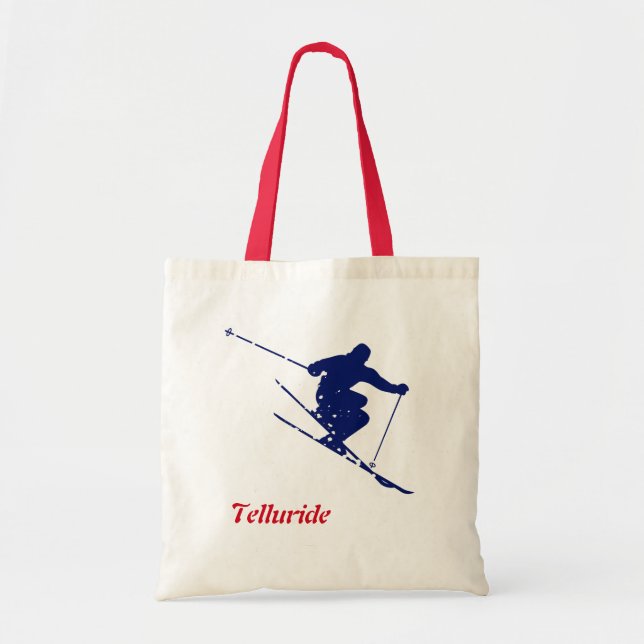 Telluride Blue Snow Skier Tote Bag (Front)