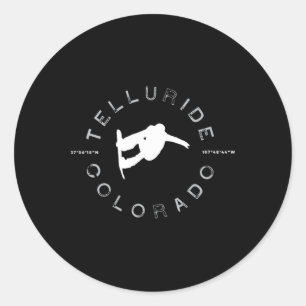 Telluride Co Vintage Graphic Retro Snowboarding T Classic Round Sticker