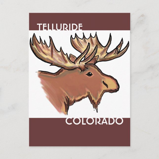 Telluride Colorado brown moose postcard (Front)