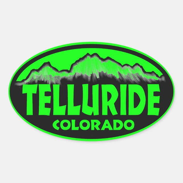 Telluride Colorado green oval stickers (Front)