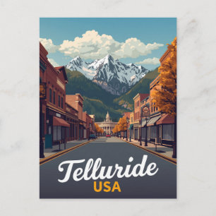 Telluride Colorado Main Street Mountain Postcard