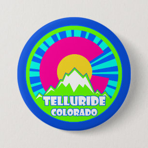 Telluride Colorado neon mountains button