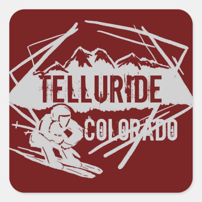 Telluride Colorado red ski mountain stickers (Front)