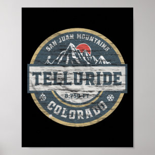 Telluride Colorado San Juan Rocky Mountains Skiing Poster