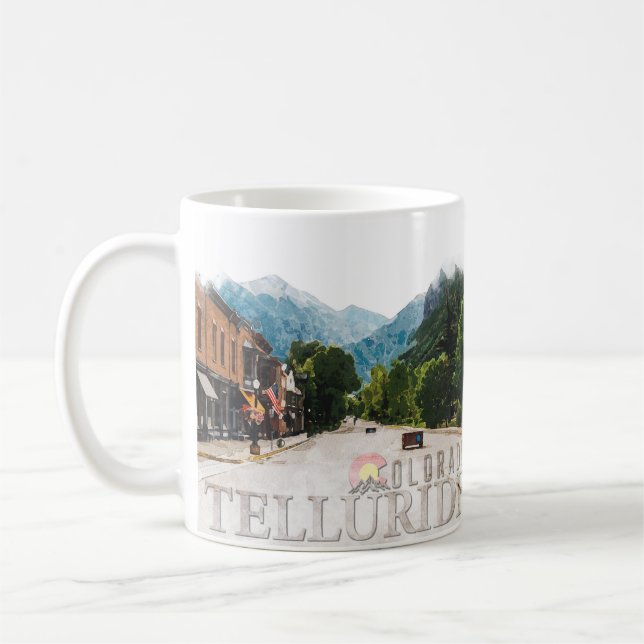 Telluride Colorado Ski Mountains Watercolor Coffee Mug (Left)