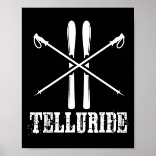 Telluride Colorado Ski Skier Skiing Poles Down Hil Poster