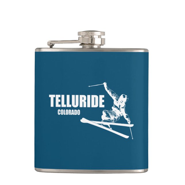 Telluride Colorado Skier Hip Flask (Front)