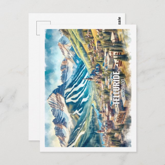 Telluride Colorado USA Famous Place watercolor Postcard (Front/Back)