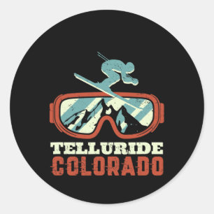 Telluride Colorado Vintage Retro Skiing And Snowbo Classic Round Sticker