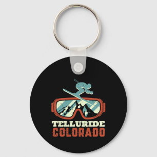 Telluride Colorado Vintage Retro Skiing And Snowbo Key Ring