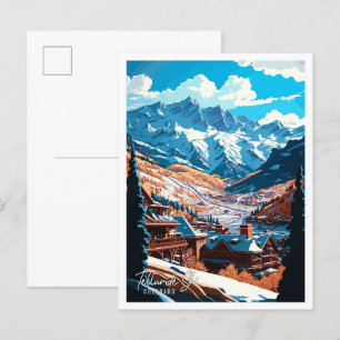 Telluride Ski Colorado vintage travel illustration Postcard