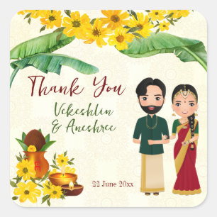 Telugu Tamil South Indian wedding  Square Sticker