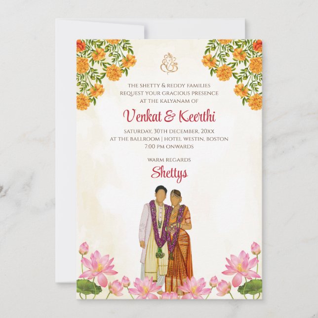 Telugu wedding cards & Tamil wedding invites (Front)