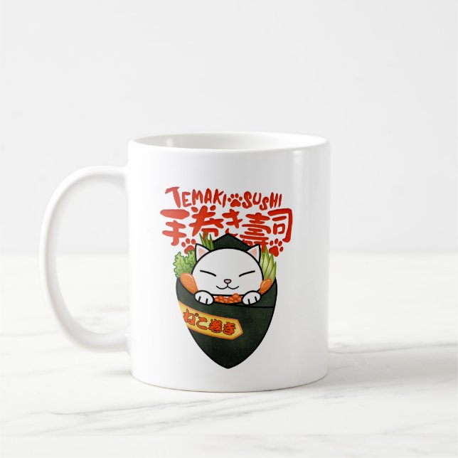 Temaki Sushi Cat Coffee Mug (Left)