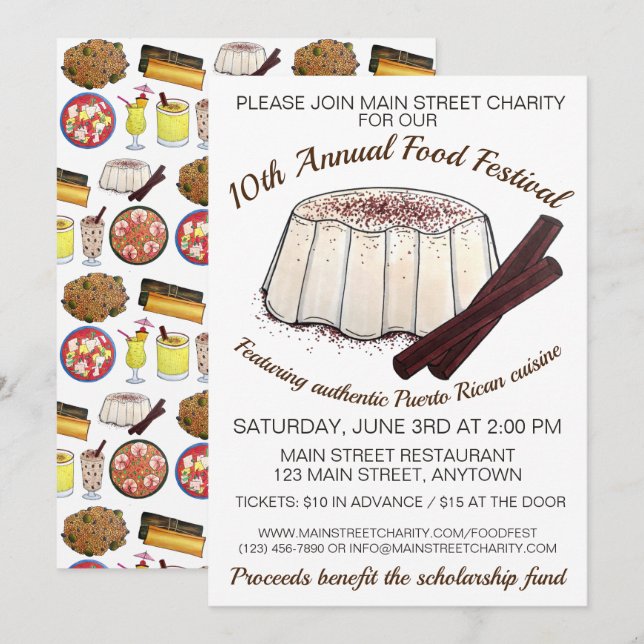 Tembleque Puerto Rican Pudding Food Festival Invitation (Front/Back)