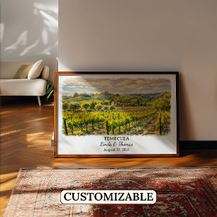 Temecula California Poster, Watercolor, Custom Poster