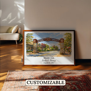 Temecula California Poster, Watercolor, Custom Poster