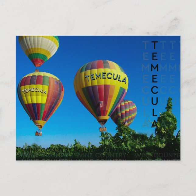 Temecula Wine Country Hot Air Balloon Postcard (Front)