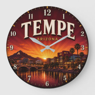 Tempe Arizona Desert Sunset City Large Clock