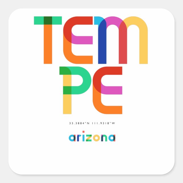 Tempe Arizona Mid Century, Pop Art, Square Sticker (Front)