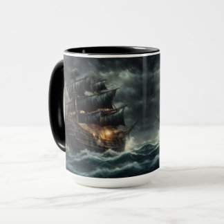 Tempest of the Black Seas: Dark Pirate Ship Mug