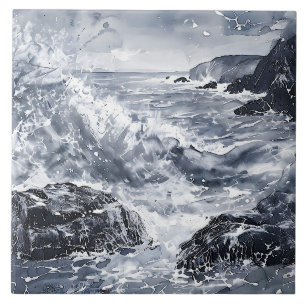 Tempest on the Welsh Shore Ceramic Tile