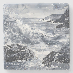 Tempest on the Welsh Shore Stone Coaster