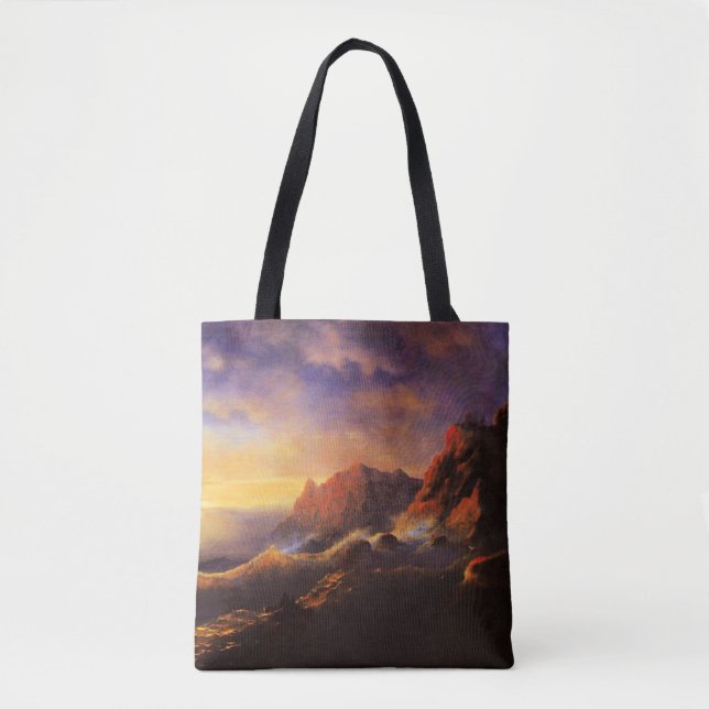 Tempest ,Sunset, fine art by Ivan Aivazovsky Tote Bag (Front)