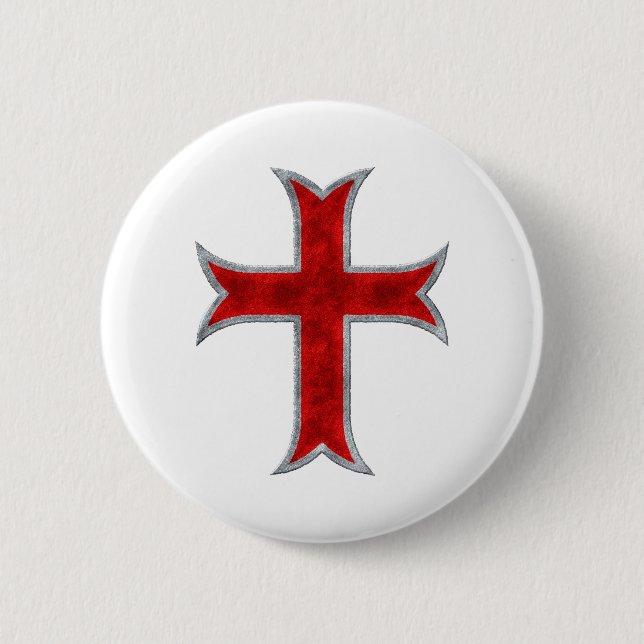 Templar Cross 6 Cm Round Badge (Front)