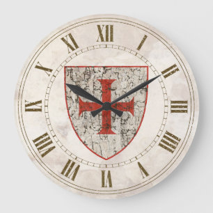 Templar Cross, Distressed Large Clock