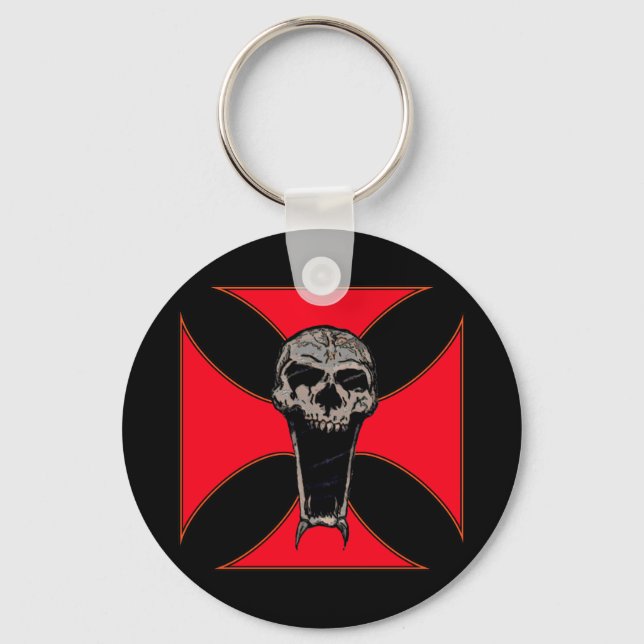 Templar cross skull key ring (Front)
